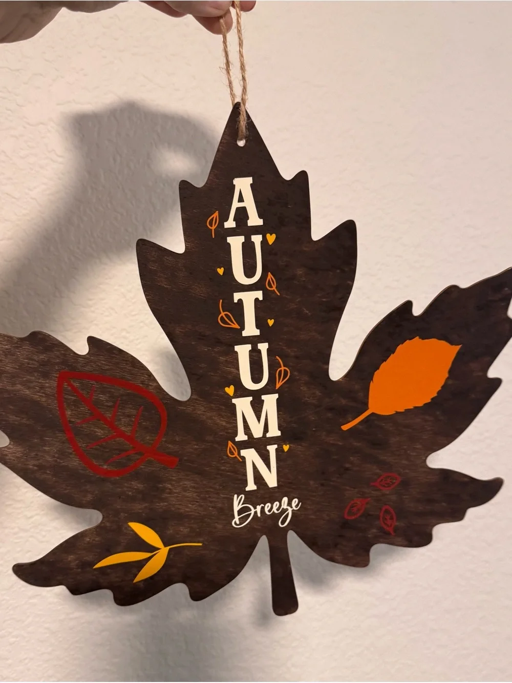 Autumn Breeze Leaf Wall Décor – Brown with Orange & Red Accents